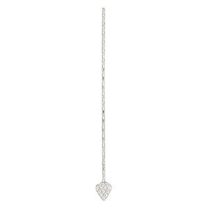 Paddle pin, cubic zirconia and rhodium-plated sterling silver, clear, 2-inch diamond-cut twisted with 5.5x5mm teardrop, 22 gauge. Sold individually.