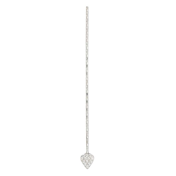 Paddle pin, cubic zirconia and rhodium-plated sterling silver, clear, 2-inch diamond-cut twisted with 5.5x5mm teardrop, 22 gauge. Sold individually. image number 0