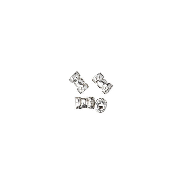 Crimp tube, sterling silver, 5x3mm tube, 1mm inside diameter. Sold per pkg of 4. image number 0