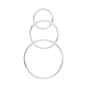 Drop, sterling silver, 3 linked circles, 19mm, 14mm, 10mm. Sold individually.