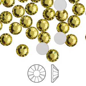 Flat back 24pk acid yellow foil back, Preciosa MAXIMA Czech crystal rhinestone 6.3-6.5mm chaton rose round SS30