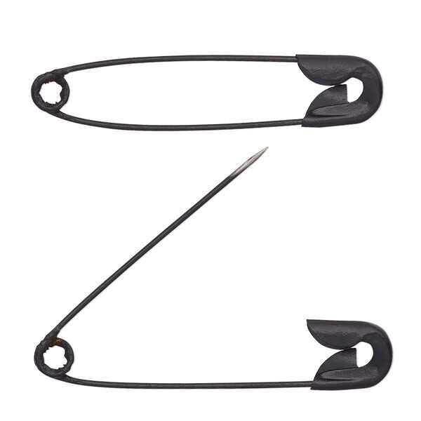 Safety pin, black-finished steel, 1-3/4 inch. Sold per pkg of 25. image number 0