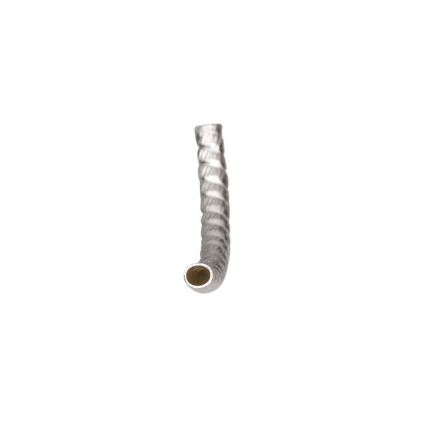 Bead, sterling silver, 30x2.5mm diamond-cut curved tube. Sold individually. image number 1