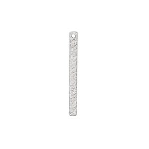 Drop, sterling silver, 25x2mm double-sided textured bar. Sold per pkg of 6.