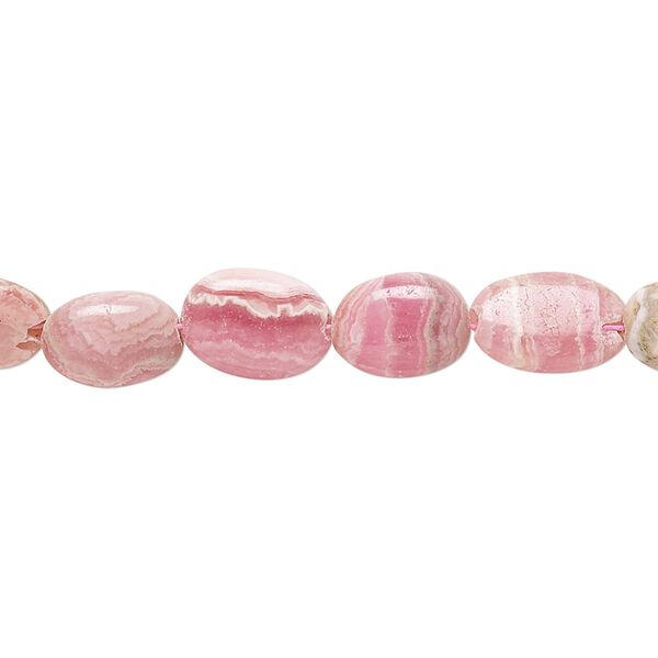 Rhodochrosite 1pkg1, hand-cut puffed oval bead natural 17 inch graduated 6x4mm-11x9mm image number 0