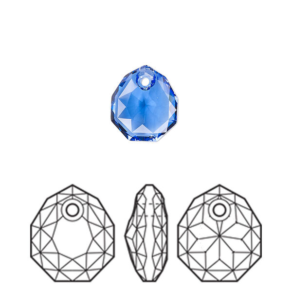 Drop 1pk sapphire, Crystal Passions® 11.5x10mm pendant majestic 6436 image number 0