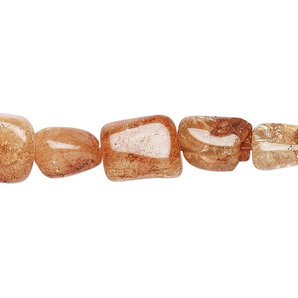 Bead, ice flake quartz (heated / dyed), brown, small nugget, Mohs hardness 7. Sold per 15-1/2" to 16" strand. image number 0