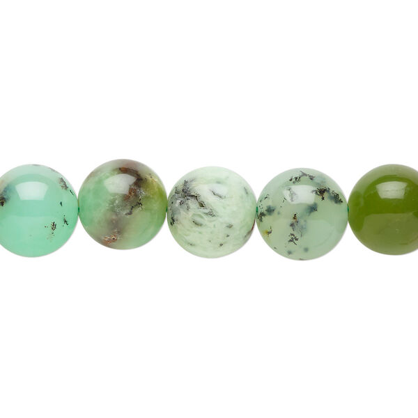 Bead, chrysoprase (natural), 10mm round, C grade, Mohs hardness 6-1/2 to 7. Sold per 8-inch strand, approximately 20 beads. image number 0