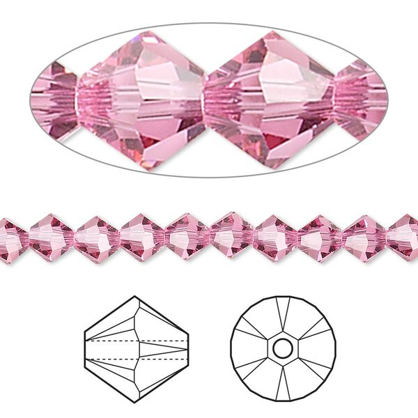 Bead 720pk rose, Swarovski® 5mm XILION bicone 5328 image number 0