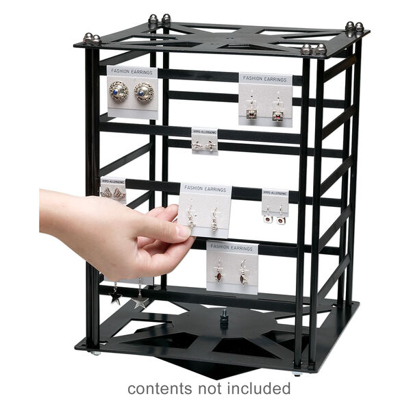 Display, earring, acrylic, black, 13 x 9-3/4 x 9-3/4 inch large revolving square. Sold individually. image number 2