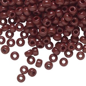 Seed bead, Miyuki, glass, pkg/25g, #6 rocaille, opaque dark brown, (RR-409).