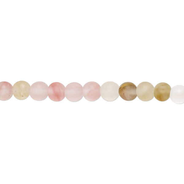 Bead, watermelon "quartz" glass, matte multicolored, 4mm round. Sold per 15-1/2 to 16-inch strand. image number 0
