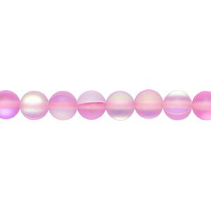 Bead, iridescent glass, translucent matte pink, 6mm round. Sold per 15-1/2" to 16" strand.