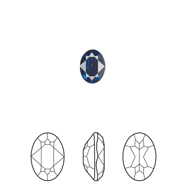 Fancy stone 4pk dark sapphire foil back, Crystal Passions® Regenerated 8x6mm oval 4120 image number 0