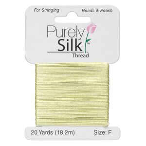 Thread, Purely Silk™, light green, size F. Sold per 20-yard card.