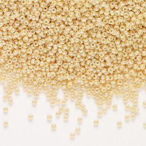 Seed bead, Miyuki, glass, pkg/250g, #15 rocaille, opaque rainbow pear (RR-488).