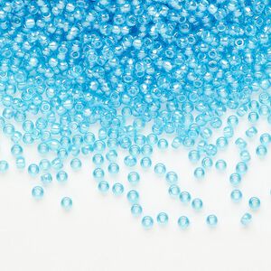 Seed bead glass pkg/50g #11 round, translucent luster aqua