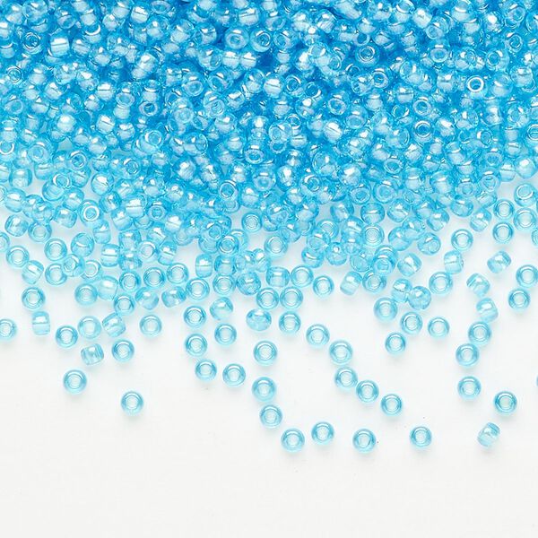 Seed bead glass pkg/50g #11 round, translucent luster aqua image number 0