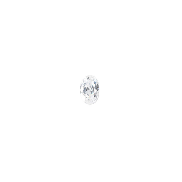 Gem, cubic zirconia, spinel white, 6x4mm faceted oval, Mohs hardness 8-1/2. Sold per pkg of 2. image number 0