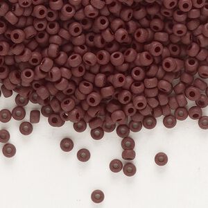 Seed bead, Miyuki, glass, pkg/250g, #8 rocaille, opaque matte espresso, (RR-409F).