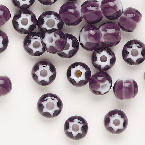 Seed bead, Preciosa Ornela Czech glass, pkg/20g, #32 cornelian star rocaille, opaque amethyst and white, (23708). image number 0