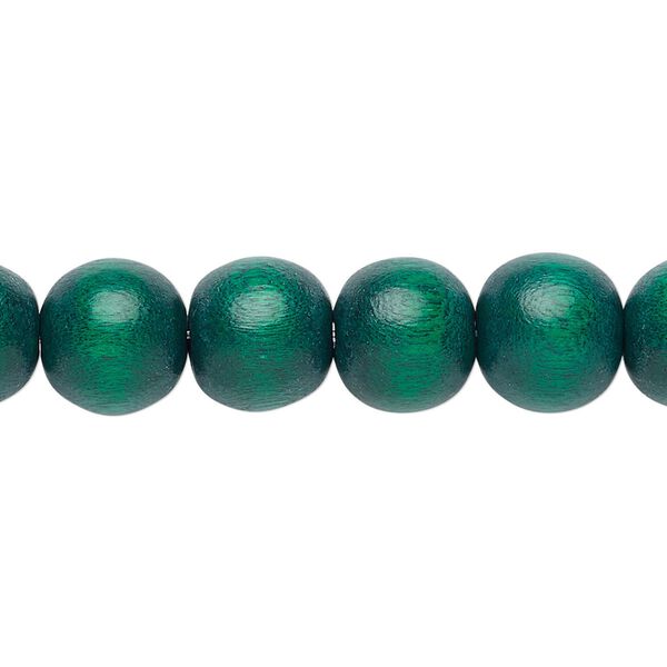 Bead, Taiwanese cheesewood (dyed / waxed), dark green, 9-10mm round. Sold per pkg of (2) 15-1/2" to 16" strands. image number 0