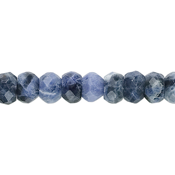 Bead, sodalite (natural), 8x5mm faceted rondelle, B grade, Mohs hardness 5 to 6. Sold per 15-1/2" to 16" strand. image number 0