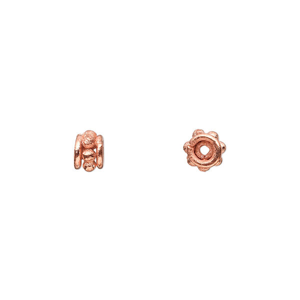 Bead, copper, 6x4mm beaded rondelle. Sold per pkg of 24. image number 0