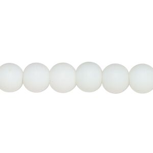 Bead, coated glass, opaque white, 7-9mm round. Sold per 15-1/2" to 16" strand.