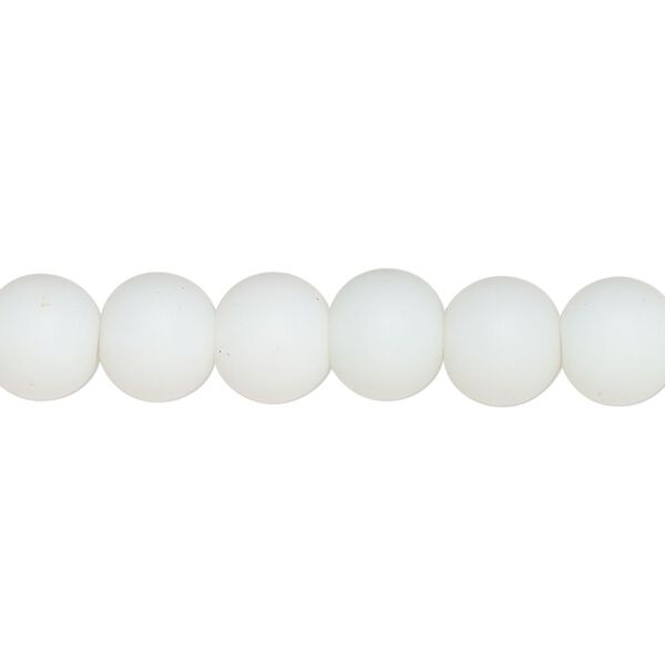 Bead, coated glass, opaque white, 7-9mm round. Sold per 15-1/2" to 16" strand. image number 0