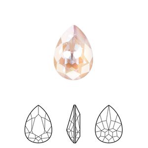 Fancy stone 12pk crystal dusty pink DeLite, Crystal Passions® 14mm pear 4320