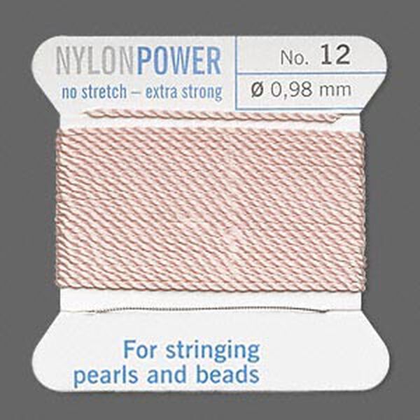 Thread, Griffin, nylon, light pink, size #12. Sold per 2-meter card (approximately 78 inches). image number 0