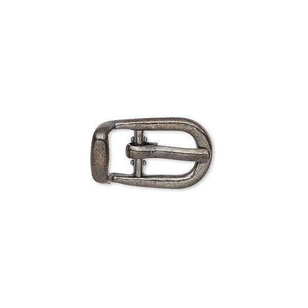 Clasp, gunmetal-finished "pewter" (zinc-based alloy), 18x11mm single-sided buckle with 8.5mm end bar. Sold per pkg of 4. image number 0