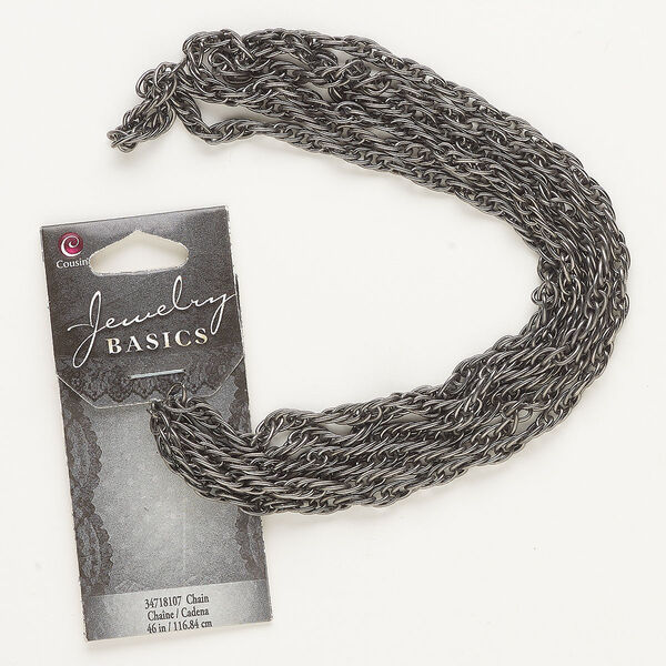 Chain, gunmetal-finished steel, 4mm rope. Sold per pkg of 46 inches. image number 0