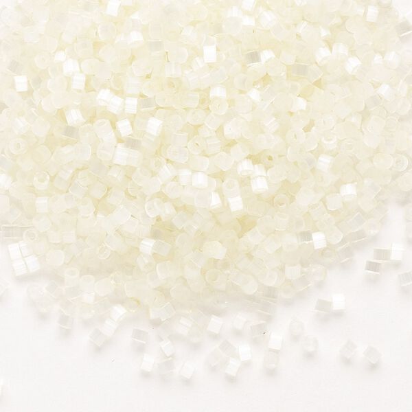 Seed bead, Delica®, glass, pkg/7.5g, #11 round, opaque silk satin glazed luster cream (DB-0672). image number 0