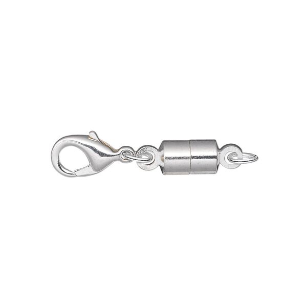 Clasp converter, magnetic, Magna Clasp™, silver-plated brass, 25x6mm. Sold per pkg of 12. image number 0
