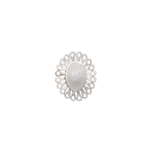 Drop, antiqued sterling silver, pkg/1, 14.5x12mm single-sided flat oval. image number 0