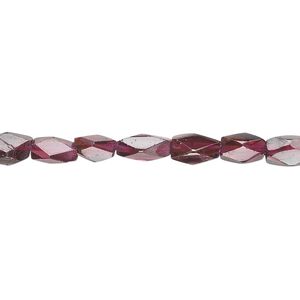 Garnet 1pkg1, hand-cut faceted brick bead 15.5-16 inch 7x4mm