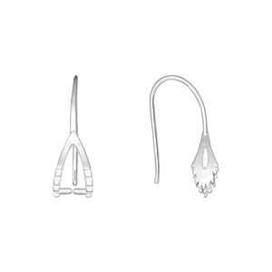 Ear wire 1pkg2 sterling silver, 19mm / perpendicular ice-pick bail / 5.5mm grip length, 19 gauge 1 pair