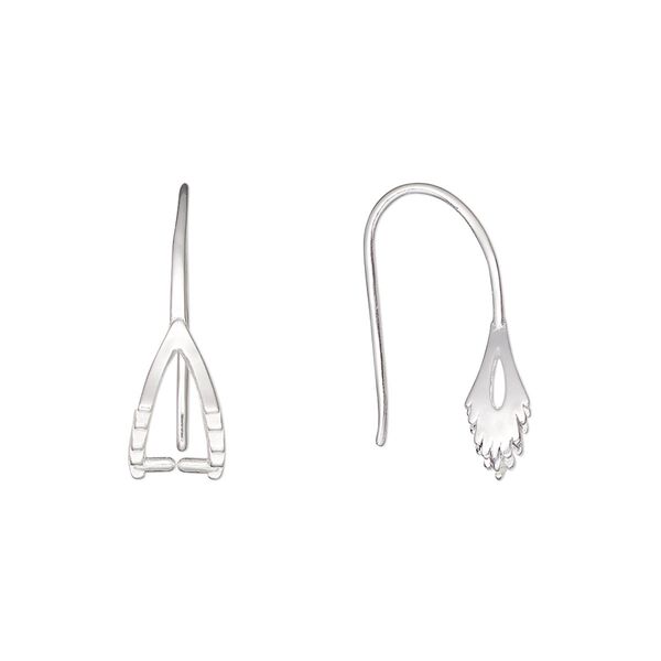Ear wire 1pkg2 sterling silver, 19mm / perpendicular ice-pick bail / 5.5mm grip length, 19 gauge 1 pair image number 0