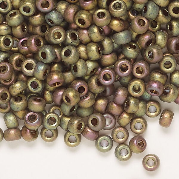 Seed bead, Miyuki, glass, 1pkg250g, #6 rocaille, opaque matte glazed luster bronze (RR-2035) image number 0