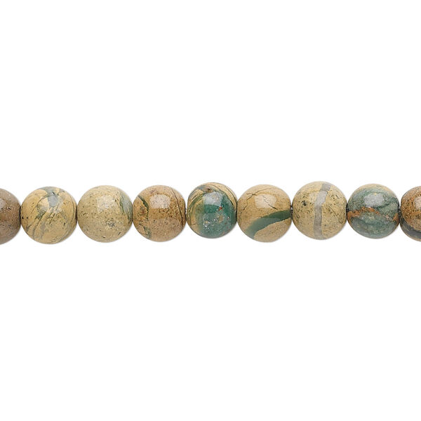 Bead, verdite (natural), 6mm round, B grade, Mohs hardness 3-1/2 to 4. Sold per 15-1/2" to 16" strand. image number 0