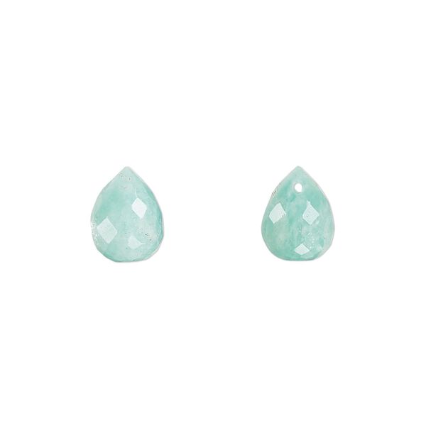 Amazonite 1pkg2, hand-cut top-drilled faceted teardrop bead natural 10x8mm image number 0