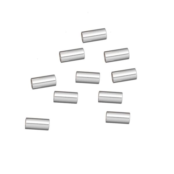 Crimp, sterling silver, 6x3mm smooth cut tube, 2.5mm inside diameter. Sold per pkg of 10. image number 0