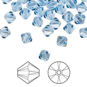 Bead 24pk light sapphire, Crystal Passions® 6mm bicone 5328
