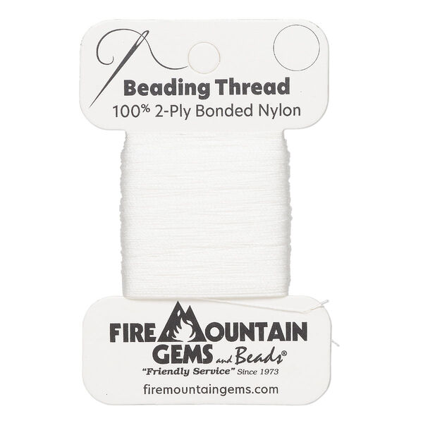 Thread, nylon, white, size AA. Sold per 50-yard card. image number 0