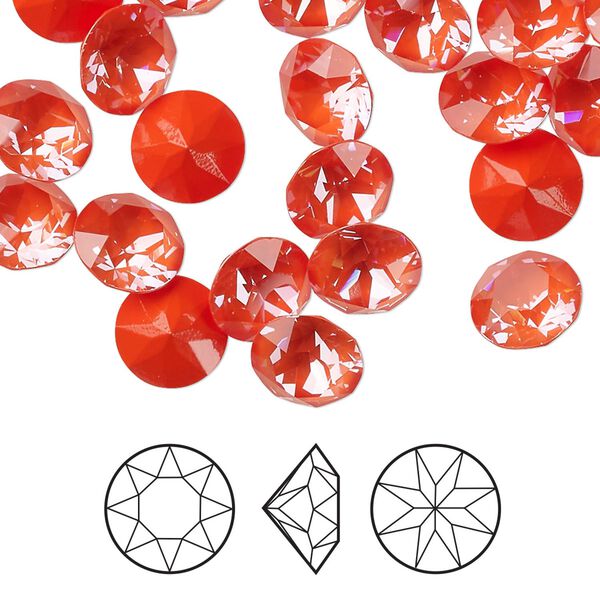 Chaton 144pk crystal orange ignite, Swarovski® 8.16 to 8.41mm round SS39 1088 image number 0