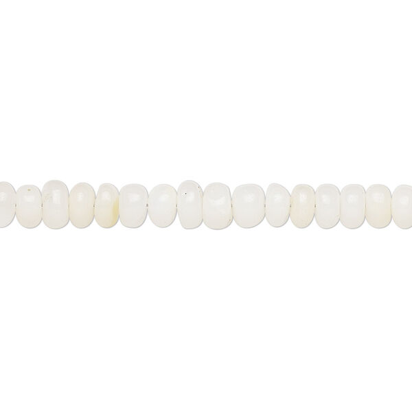 Bead, Ethiopian white opal (natural), 4x2mm-6x3mm hand-cut rondelle, C grade, Mohs hardness 5 to 6-1/2. Sold per 16-inch strand. image number 0
