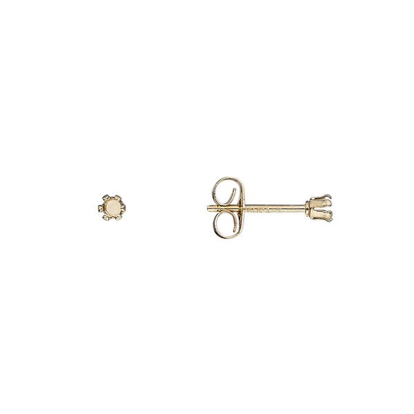 Earstud, Snap-Tite®, 14Kt gold-filled, 2mm 6-prong round setting. Sold per pkg of 2 pairs. image number 0