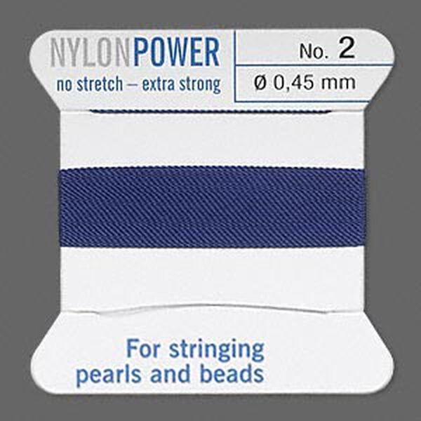 Thread, Griffin, nylon, dark blue, size #2. Sold per 2-meter card (approximately 78 inches). image number 0